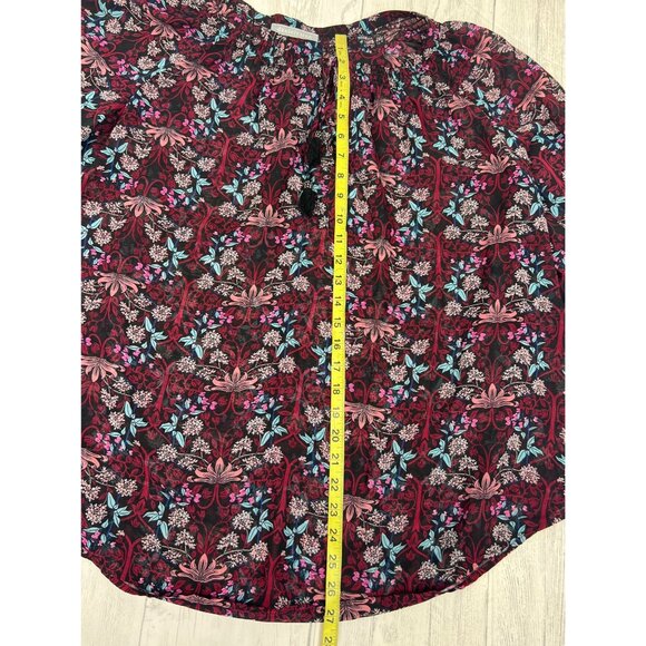 Daniel Rainn Womens Floral Print 3/4 Sleeve Blouse Size Extra Small Black & Burg - Picture 5 of 14